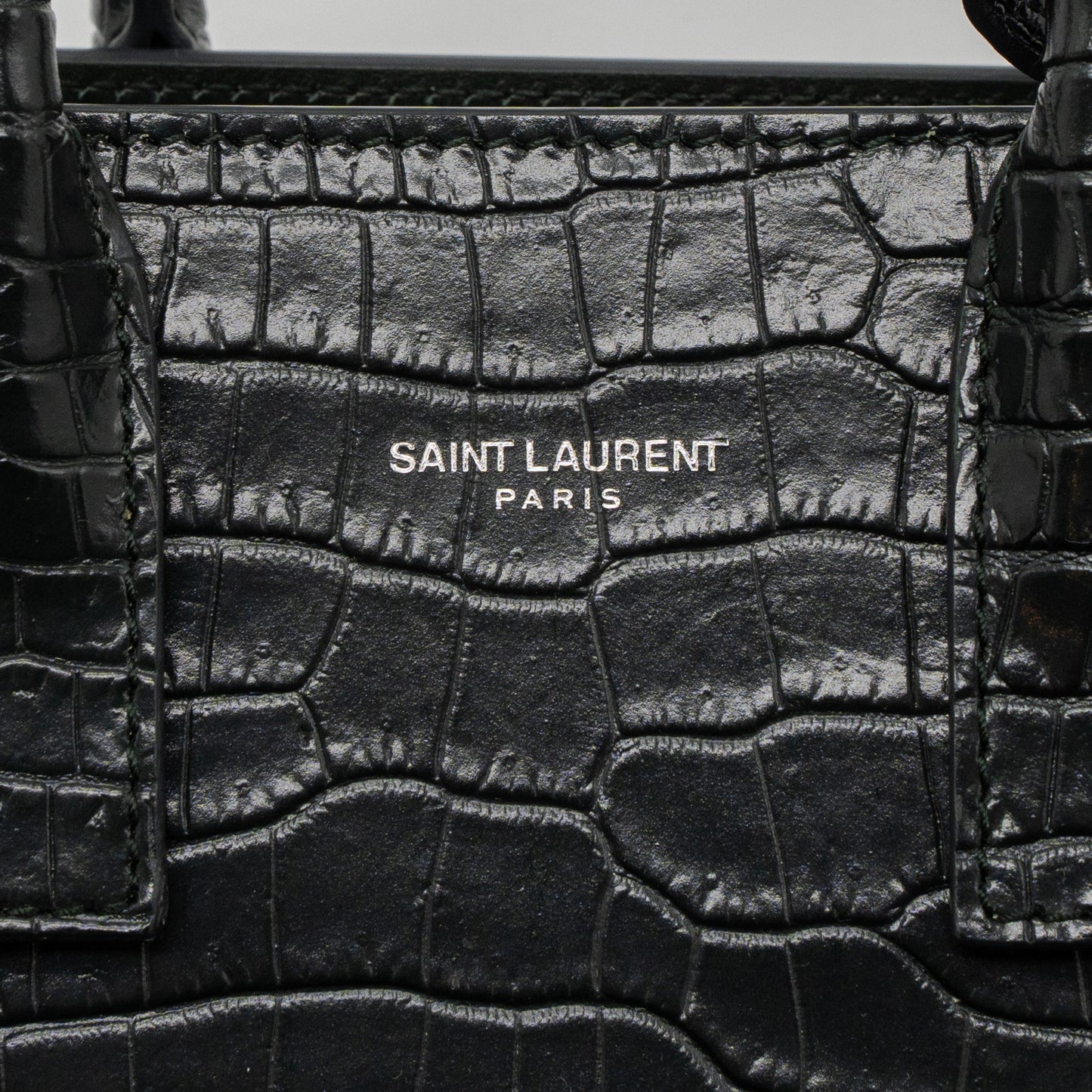 Saint laurent Sac De Jour Nano croc embossed calfskin dark green SHW