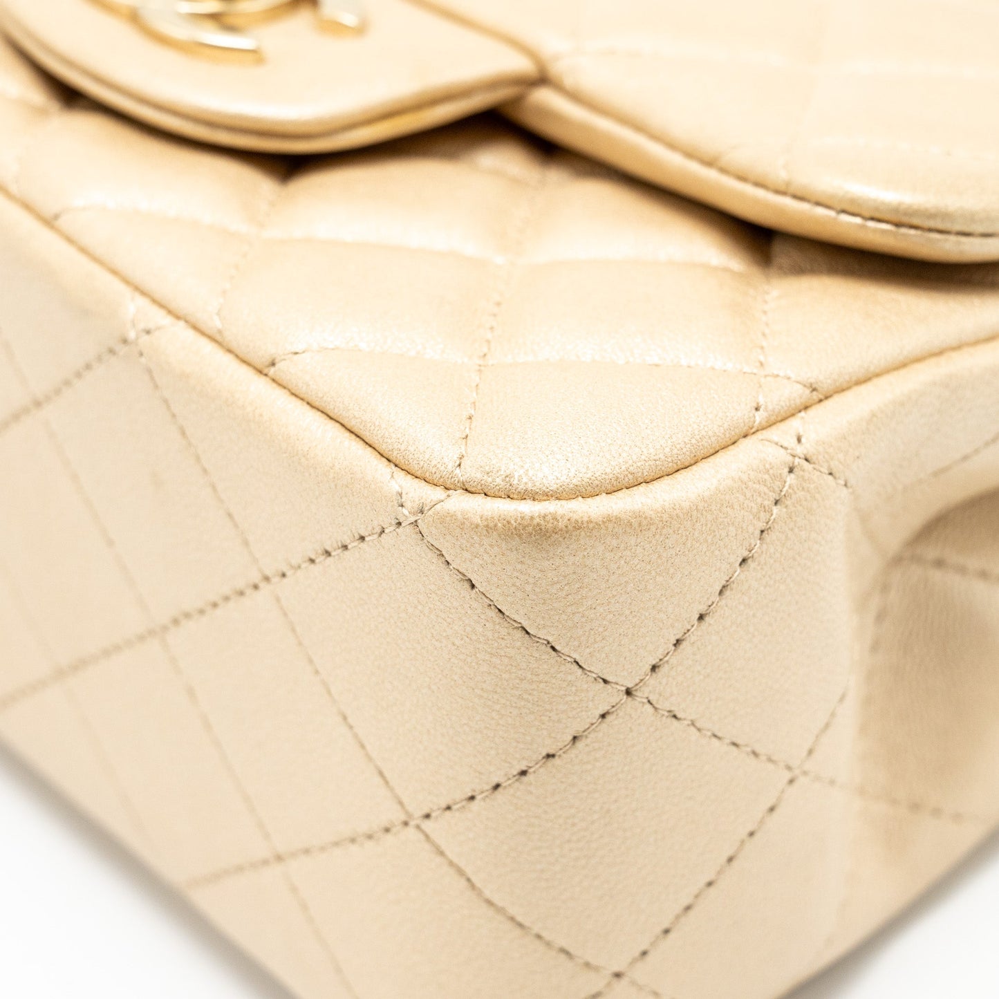 Chanel mini square flap bag lambskin gold GHW