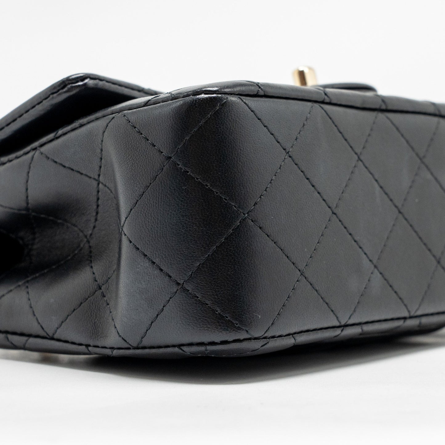 CHANEL Top Handle Mini Rectangular Flap Bag Lambskin Black LGHW (Microchip)