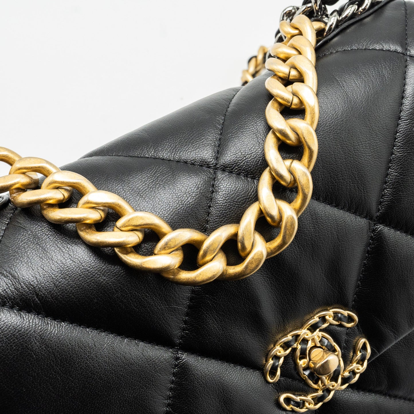 Chanel medium 19 bag goatskin black multicolour hardware