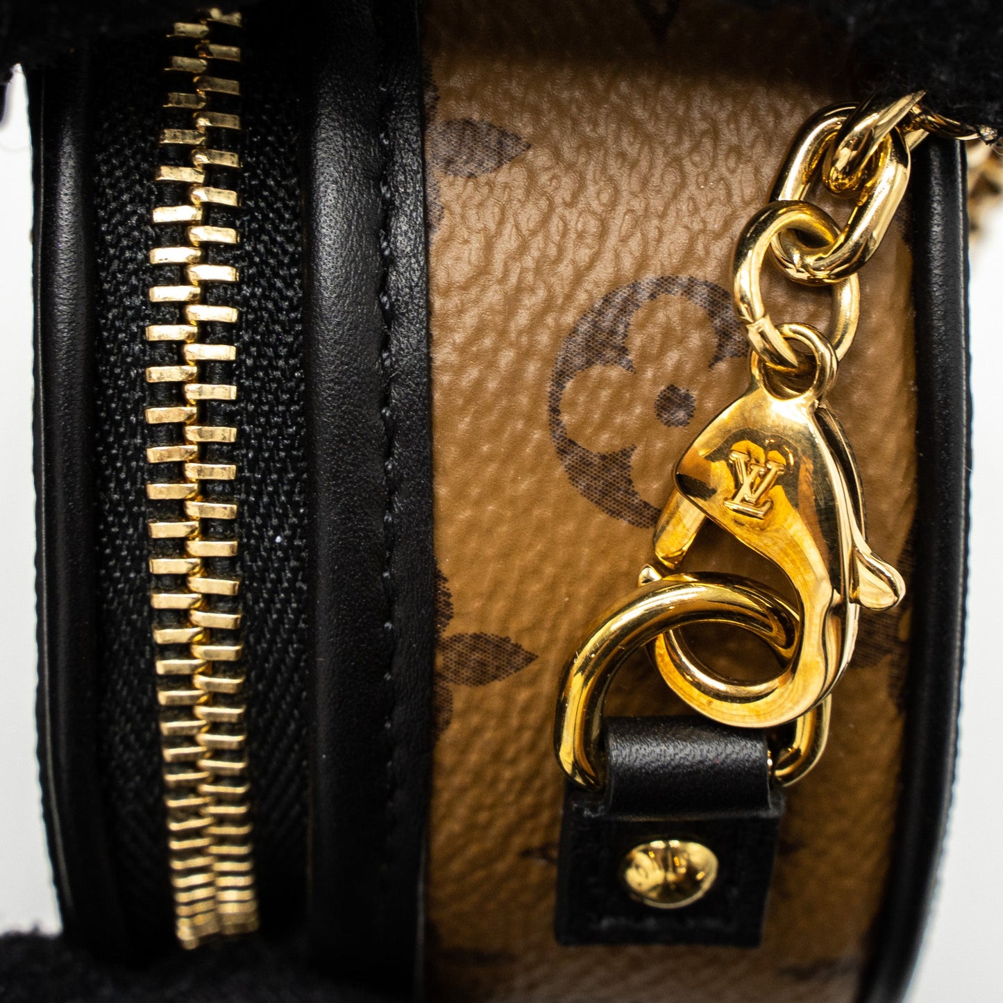 Louis Vuitton Boite Chapeau Necklace/Mini Chain Bag Monogram Reverse Canvas GHW