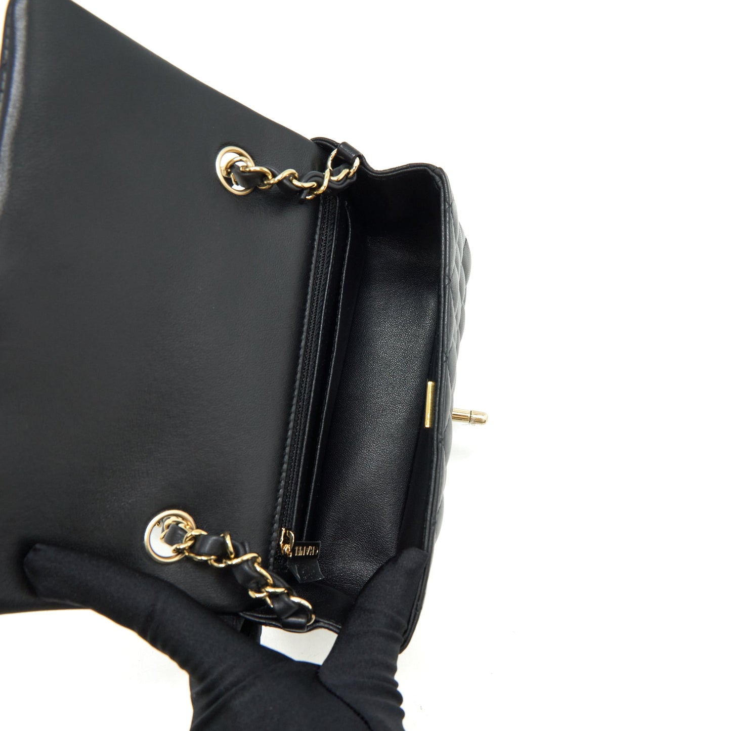 Chanel Mini Rectangular Flap Bag Lambskin Black LGHW(Microchip）