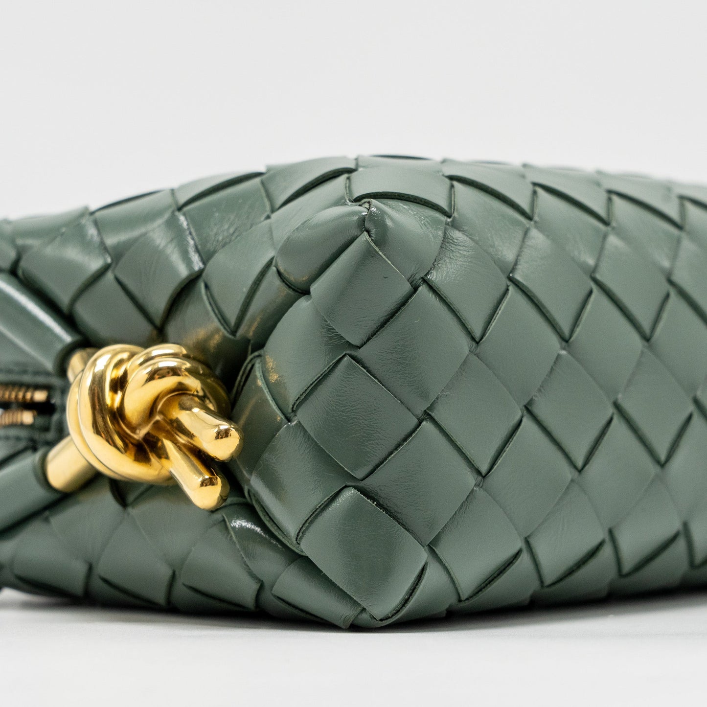 Bottega Veneta Mini Loop Bag Metal Knots Calfskin Green GHW