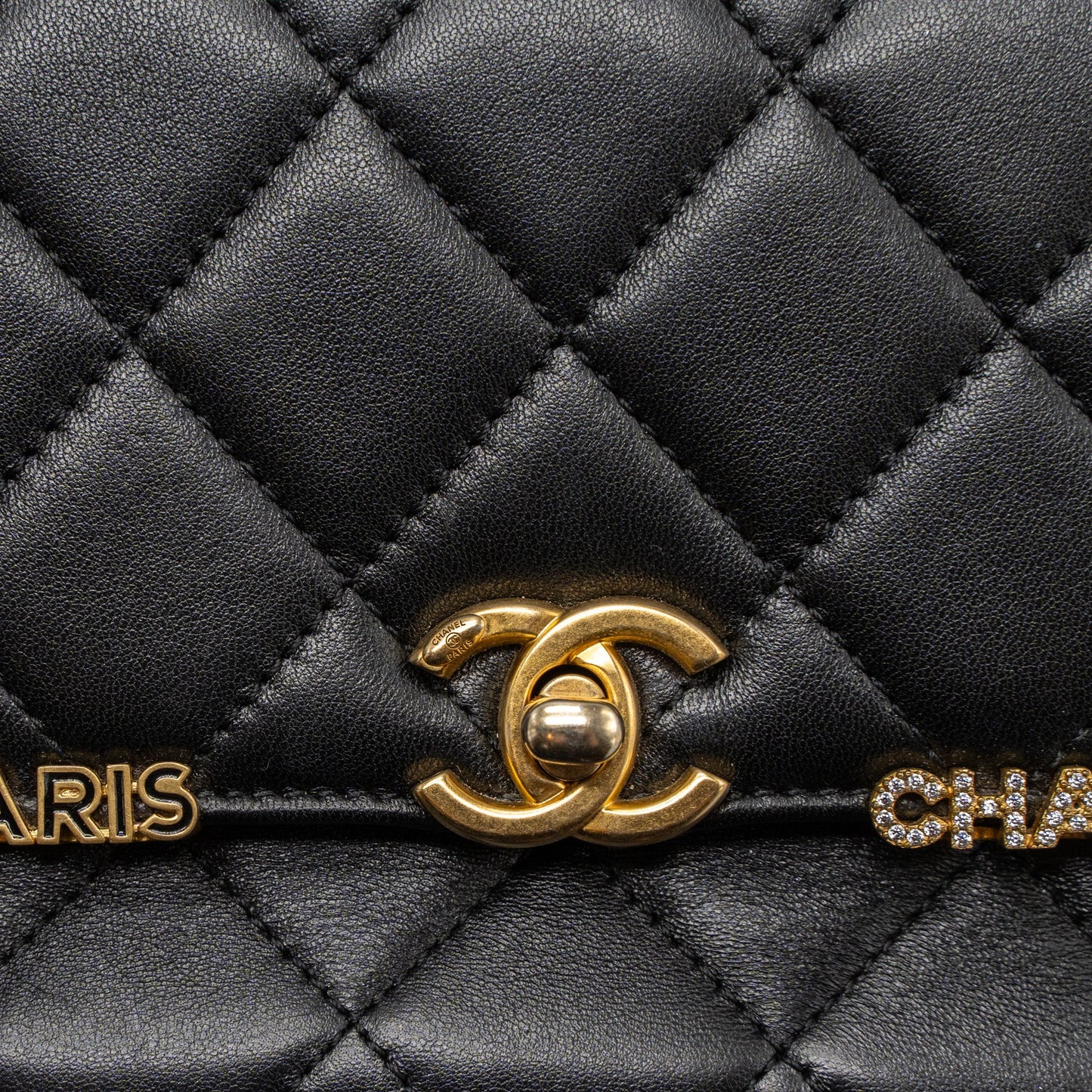 Chanel limited edition quilted flap bag lambskin black GHW (microchip)