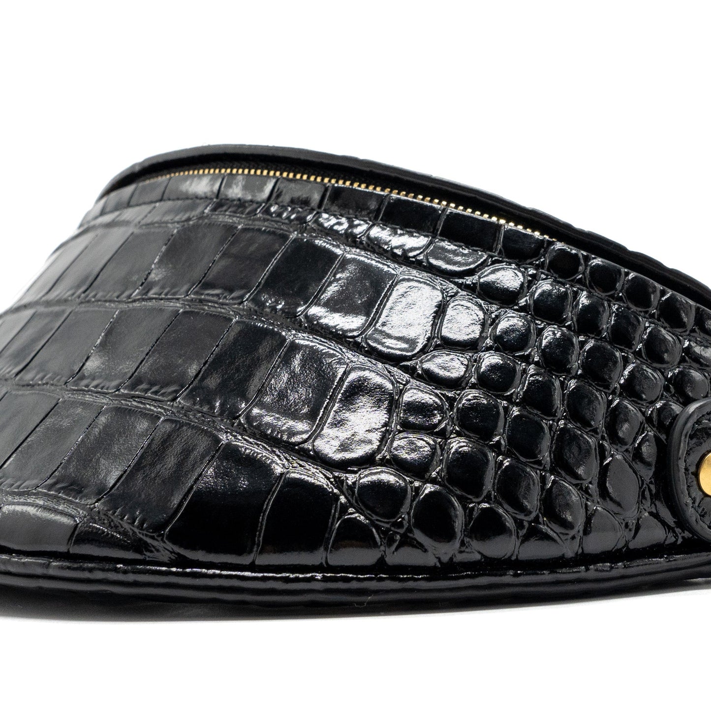 BALENCIAGA SOUVENIR BELT BAG Croc-Embossed Calfskin Black GHW