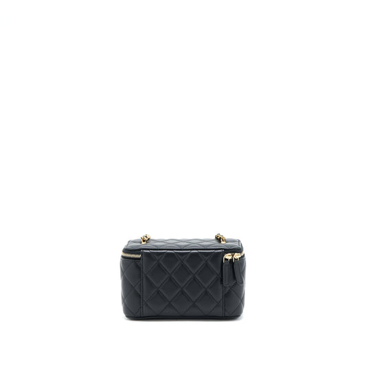 Chanel 22B Pearl Crush Long Vanity with Chain Lambskin Black GHW (Microchip)