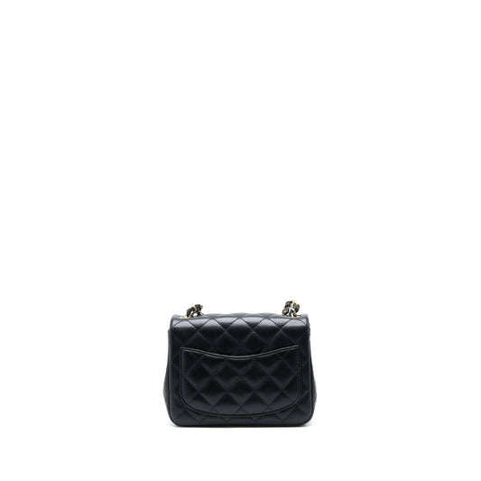 Chanel Classic Mini Square Flap Bag Lambskin Black LGHW (Microchip)