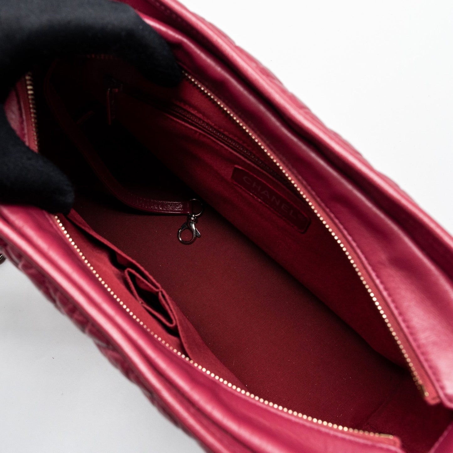 Chanel chevron Gabrielle hobo bag calfskin raspberry multicolour hardware