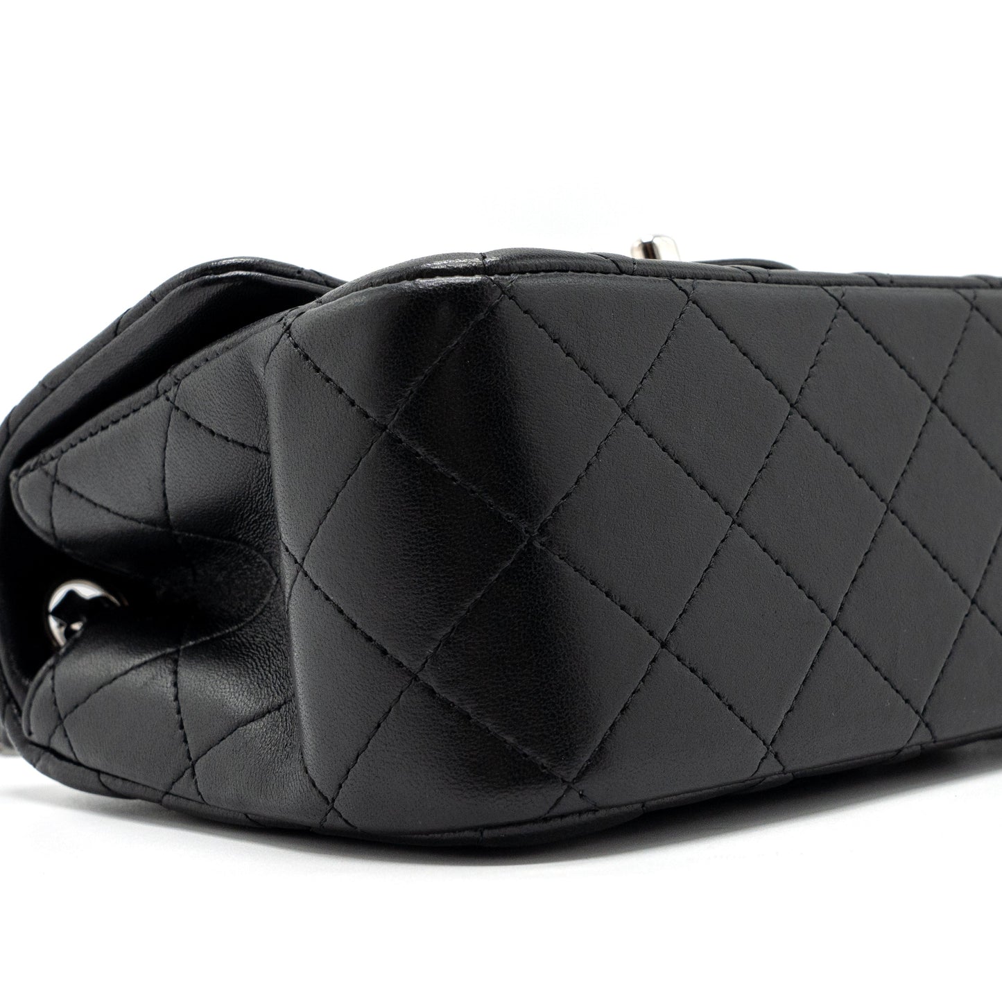 Chanel mini square flap bag lambskin black SHW