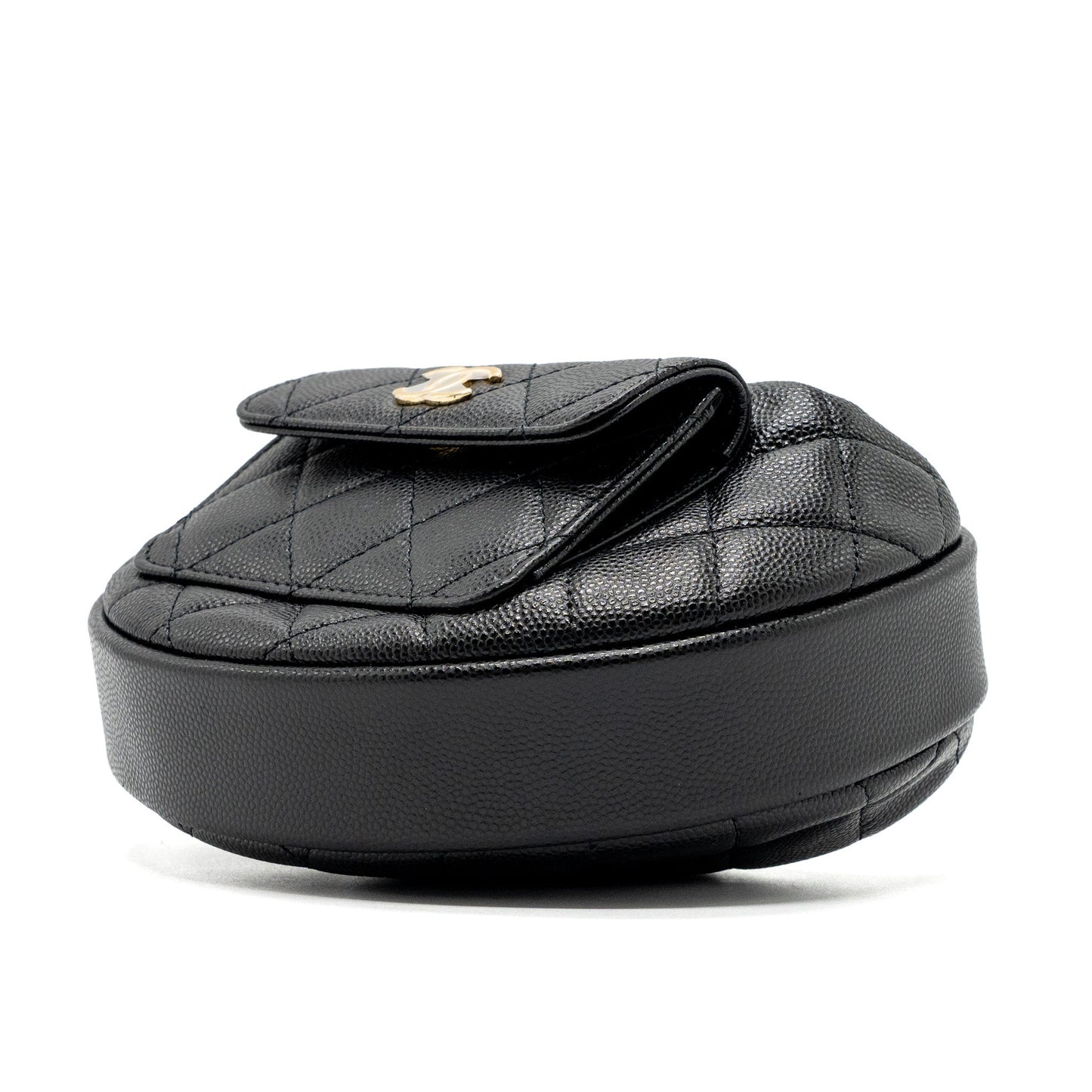 Chanel 23B round clutch caviar black GHW (microchip)