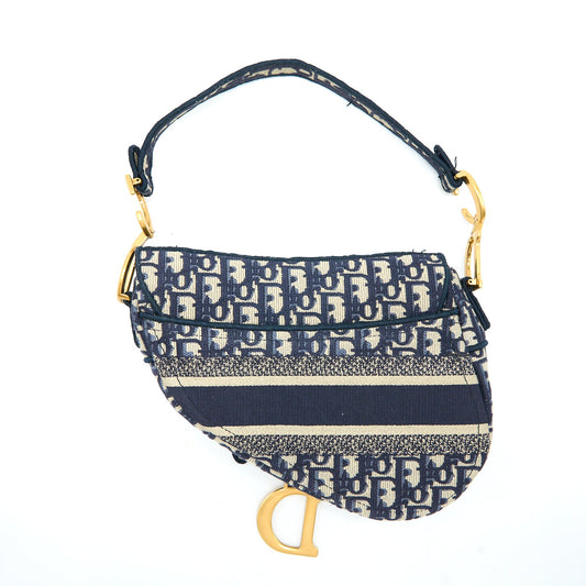 Dior Saddle Bag Blue Oblique Embroidery GHW