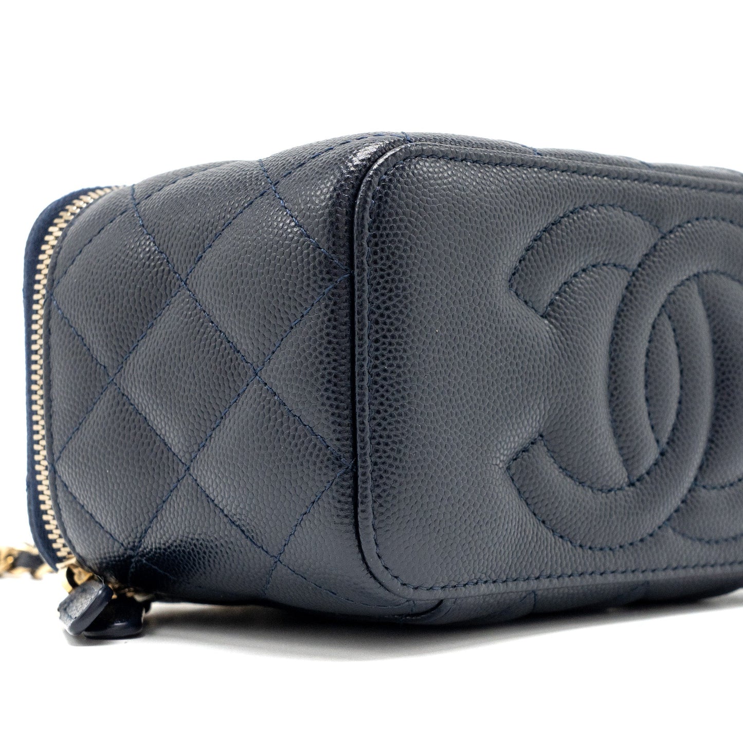 Chanel 23c long vanity case caviar navy LGHW (microchip)