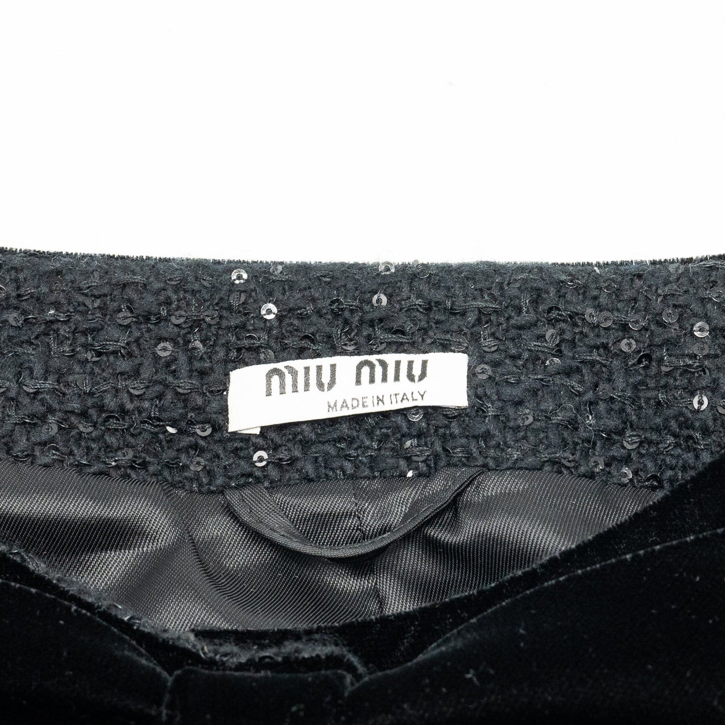Miu miu size 36 tweed jacket sequin/ virgin wool black