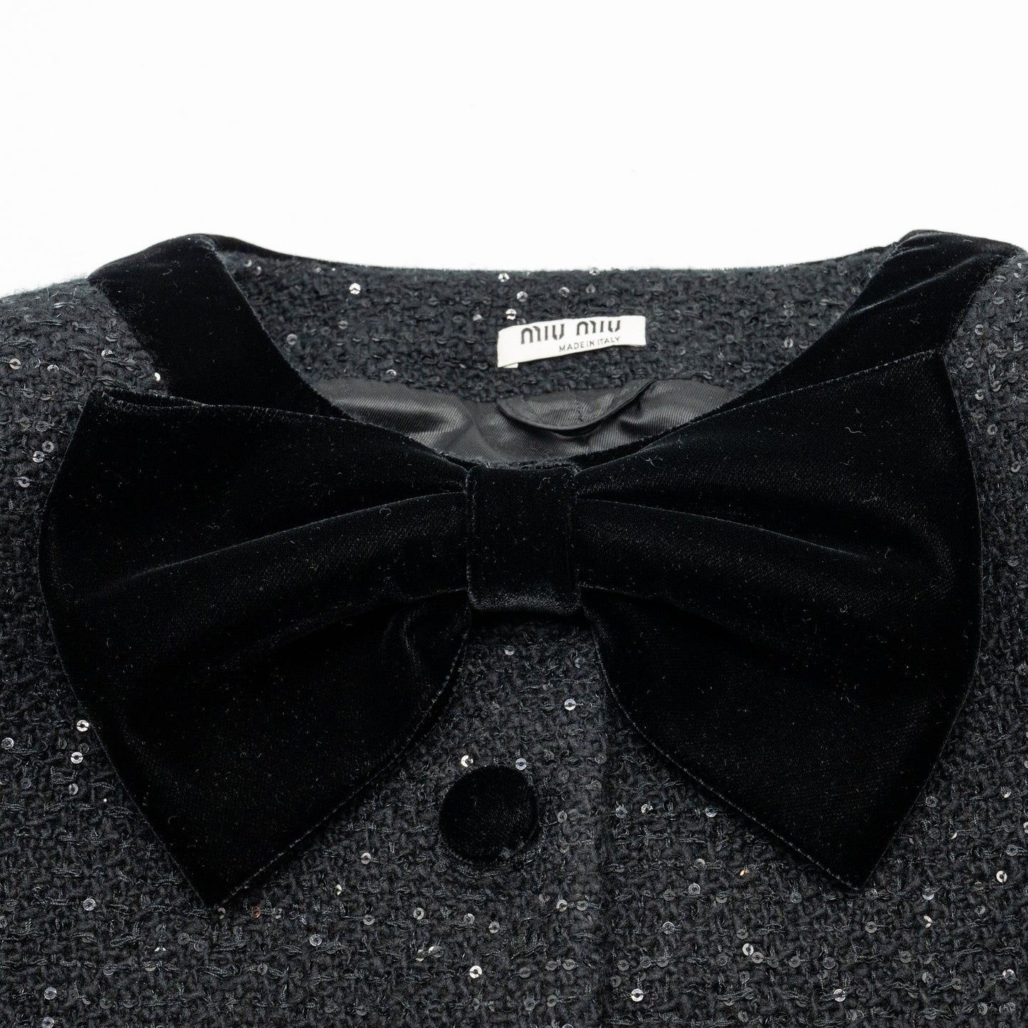 Miu miu size 36 tweed jacket sequin/ virgin wool black