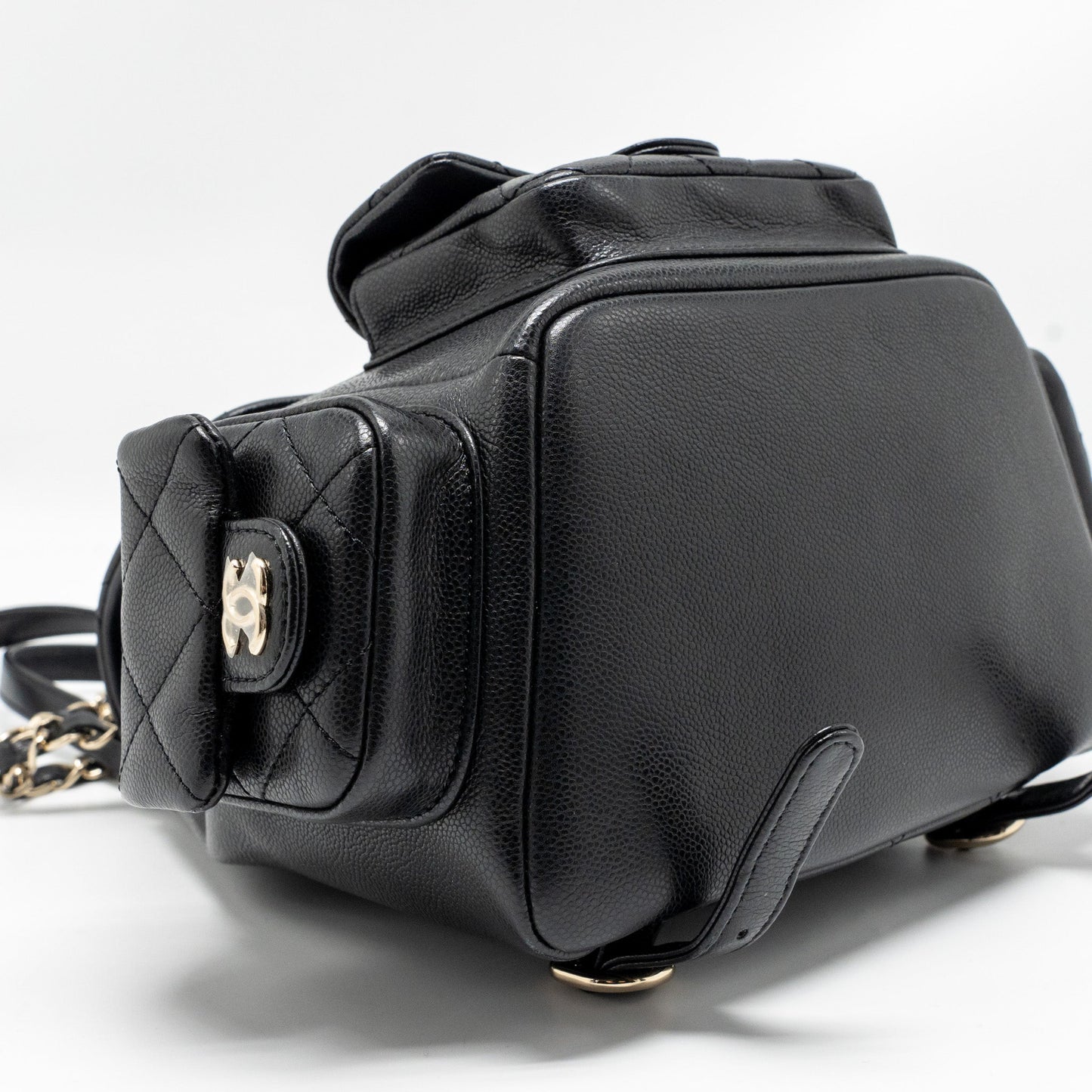 Chanel Triple Pocket Backpack Caviar Black LGHW (microchip)