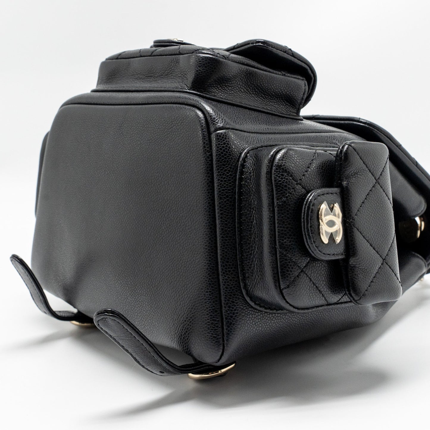 Chanel Triple Pocket Backpack Caviar Black LGHW (microchip)