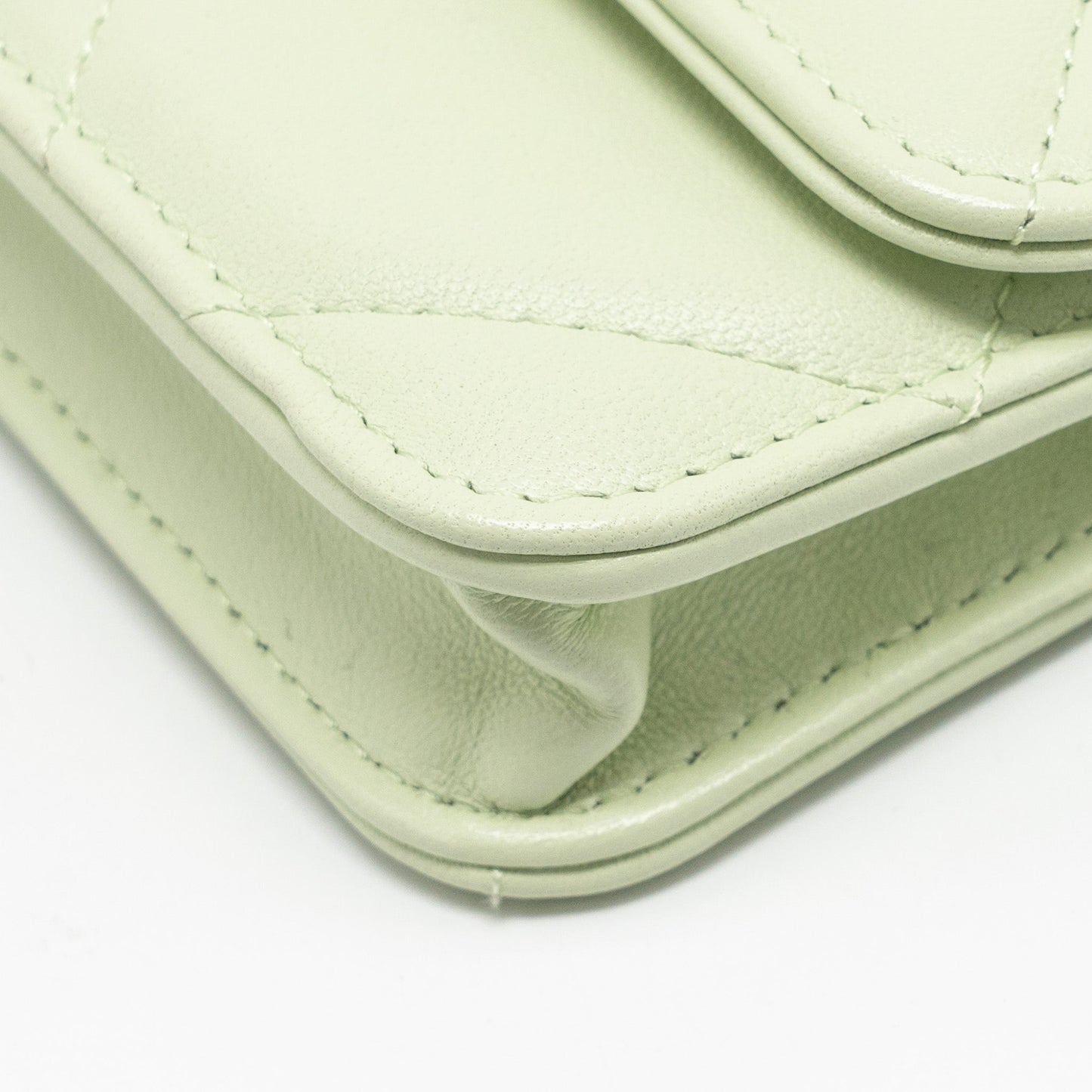 Chanel 19 Mini Clutch with Chain Lambskin Light Green Multicolour hardware