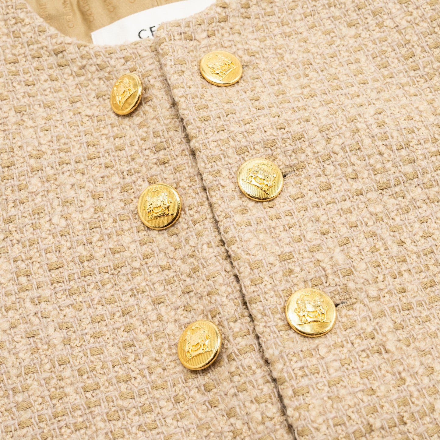Celine size 34 Chasseur Jacket in Braided Boucle Tweed Corde beige