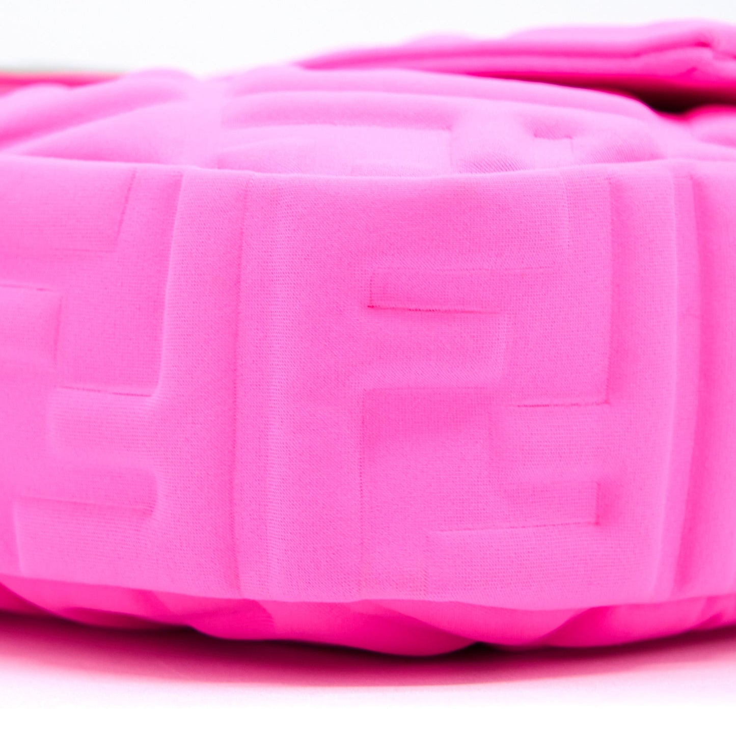 Fendi Baguette Bag Lycra FF Embossed Bright Pink SHW