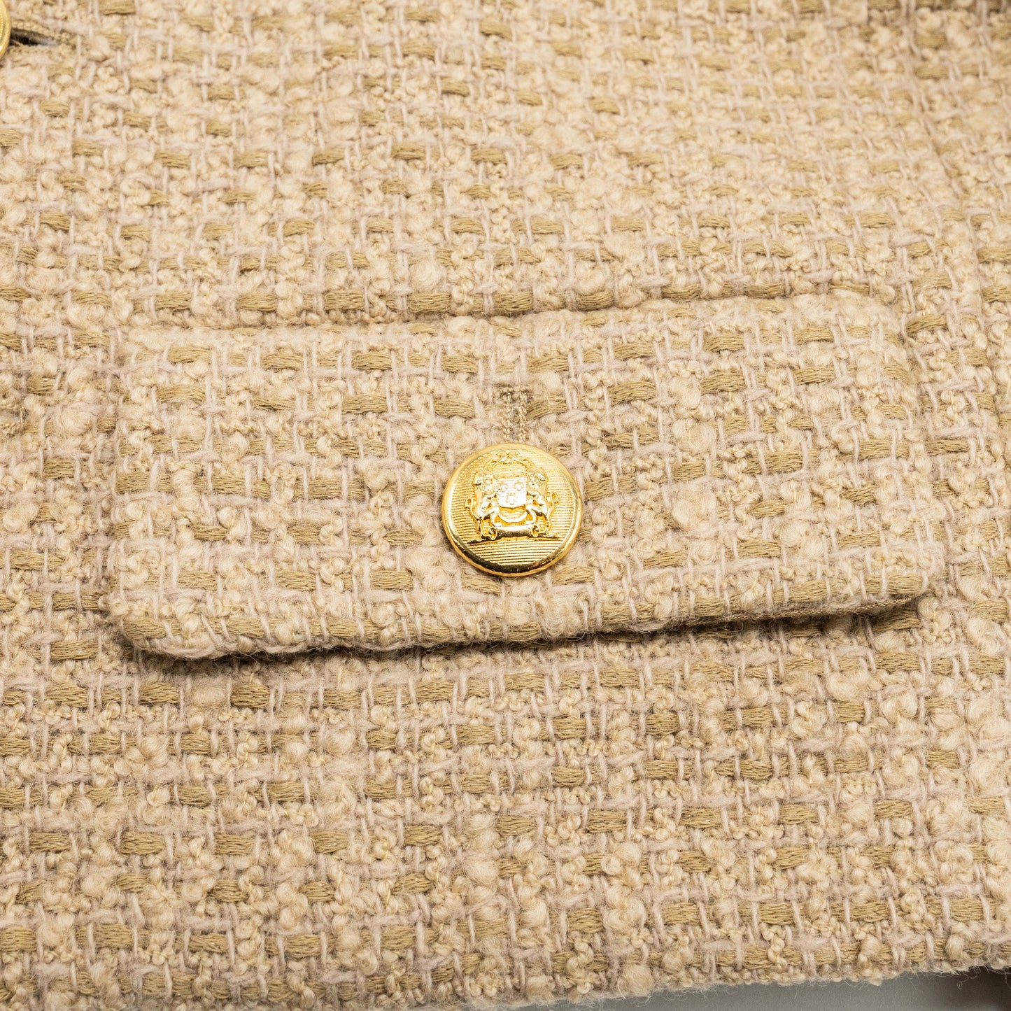 Celine size 34 Chasseur Jacket in Braided Boucle Tweed Corde beige