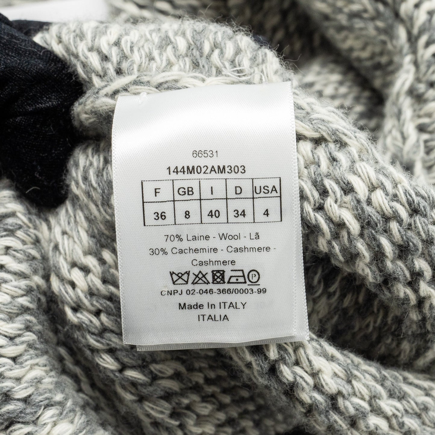 Dior Size 36 Long Cardigan Wool/Cashmere Grey/White