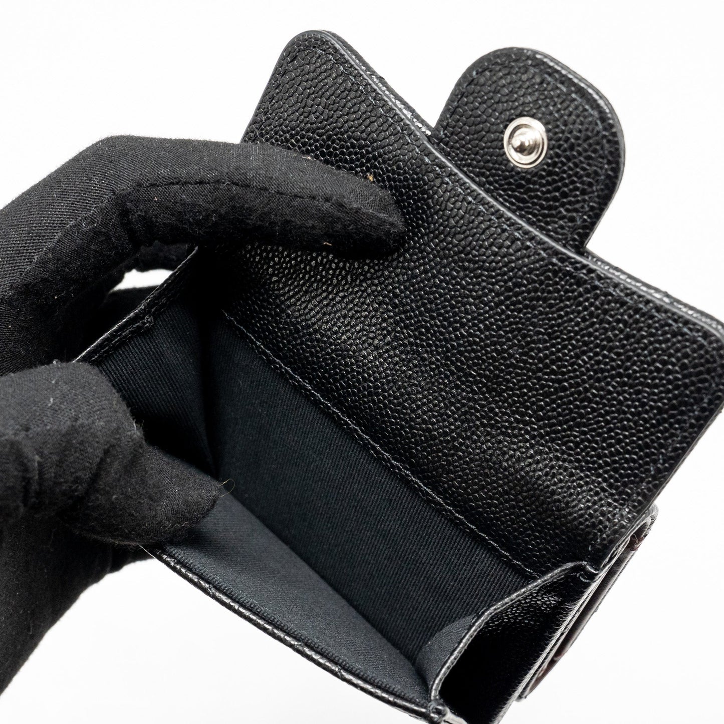 Chanel Small Compact Wallet Caviar Black SHW (microchip)