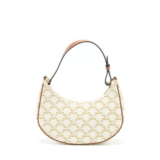 Celine Ava Bag Triomphe Canvas And Leather White GHW