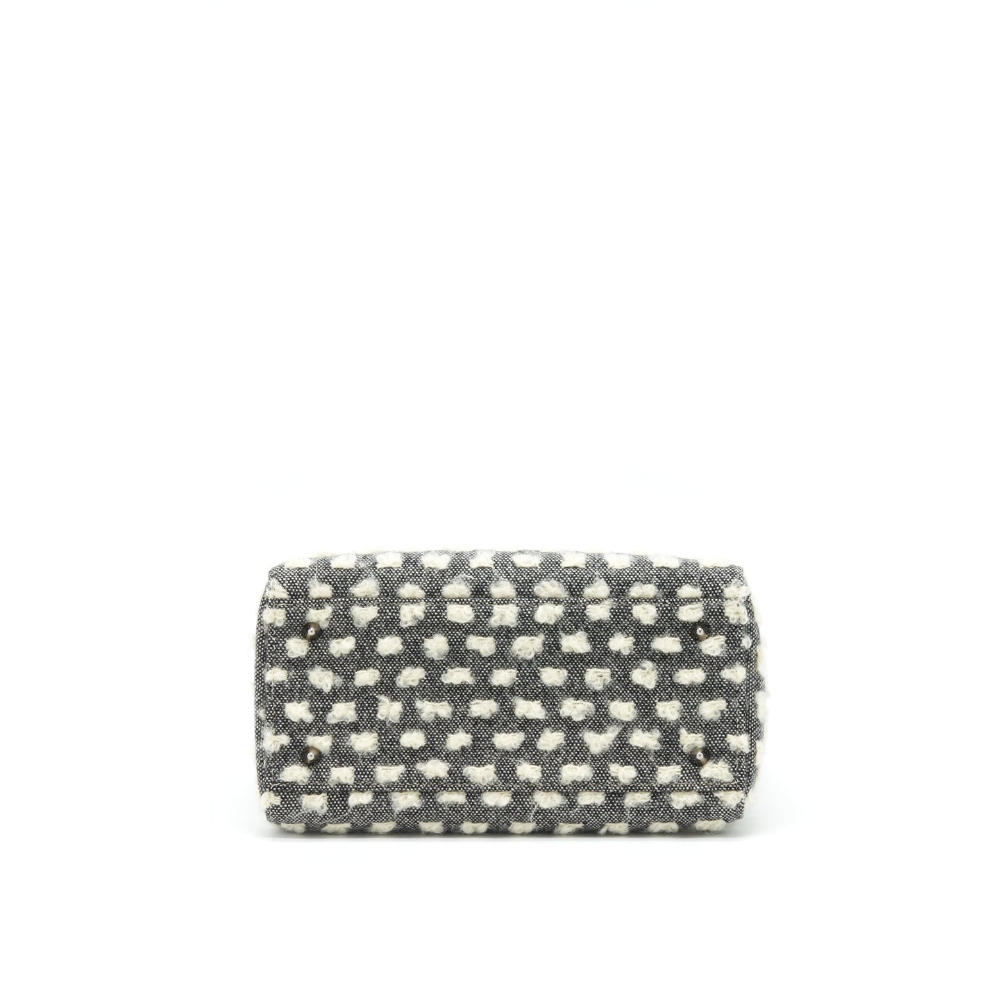 Dior Vintage Medium Lady Dior Cotton Design Grey/ White SHW