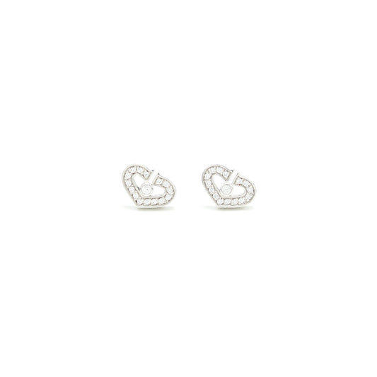 Cartier Mini Heart Earings White Gold with Dimonds