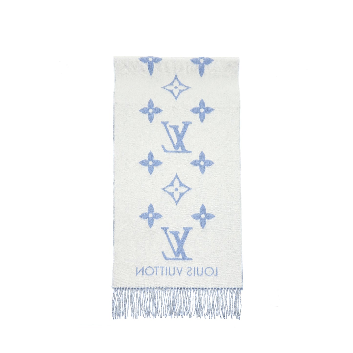 Louis. Vuitton Cashmere Shawl in Light Blue and Grey