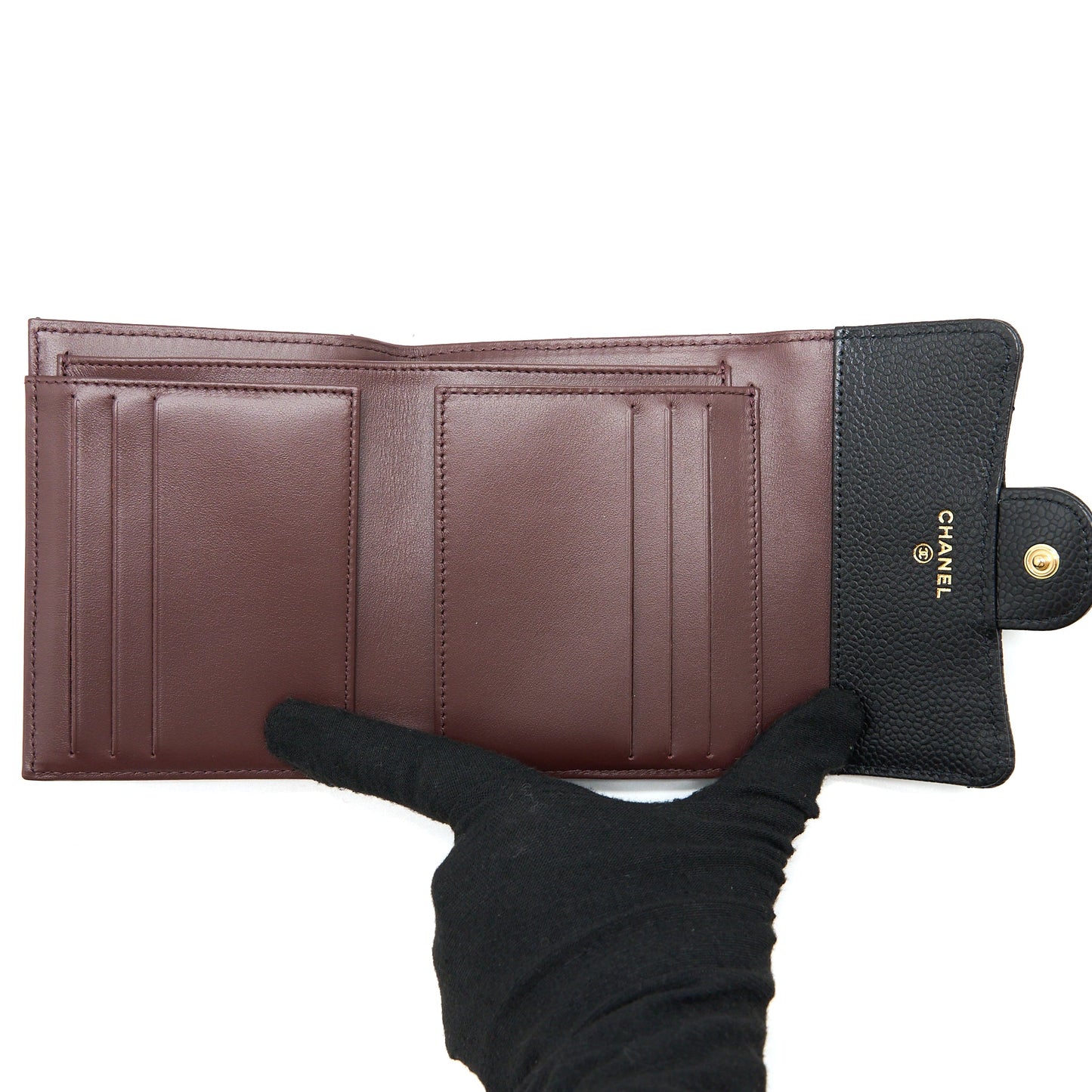 Chanel Small Classic Compact Wallet Caviar Black GHW (Microchip)