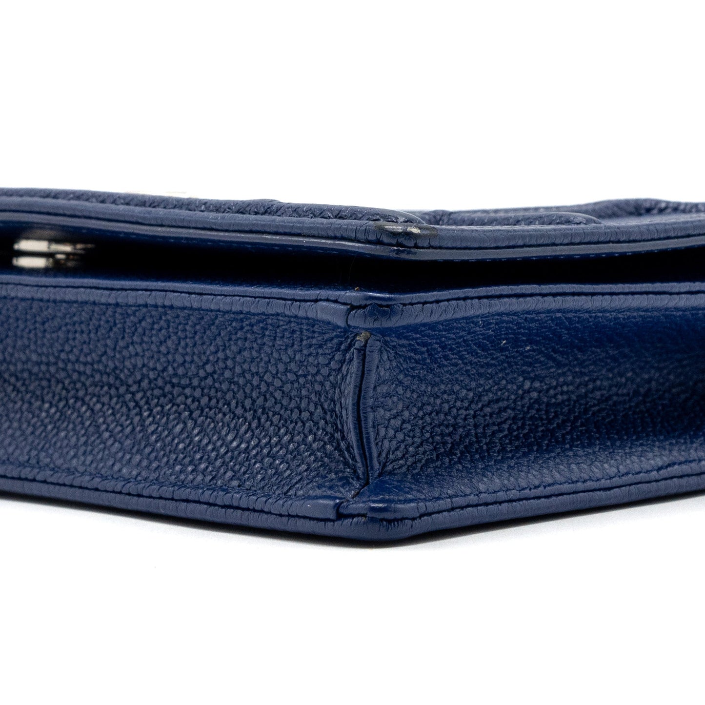 DIOR DIORAMA WALLET ON CHAIN Leather BLUE SHW