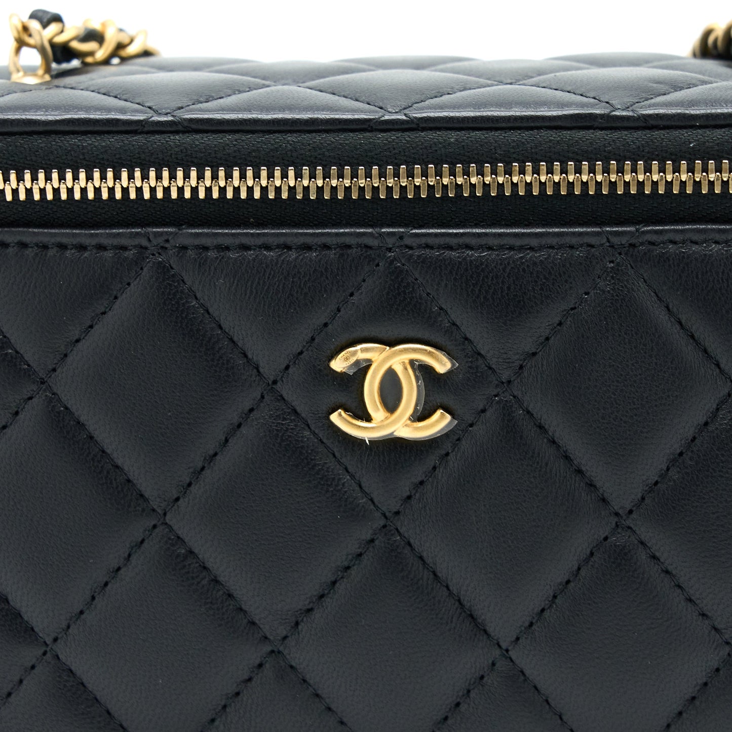 Chanel Pearl Crush Long Vanity with Chain Lambskin Black GHW (Microchip)