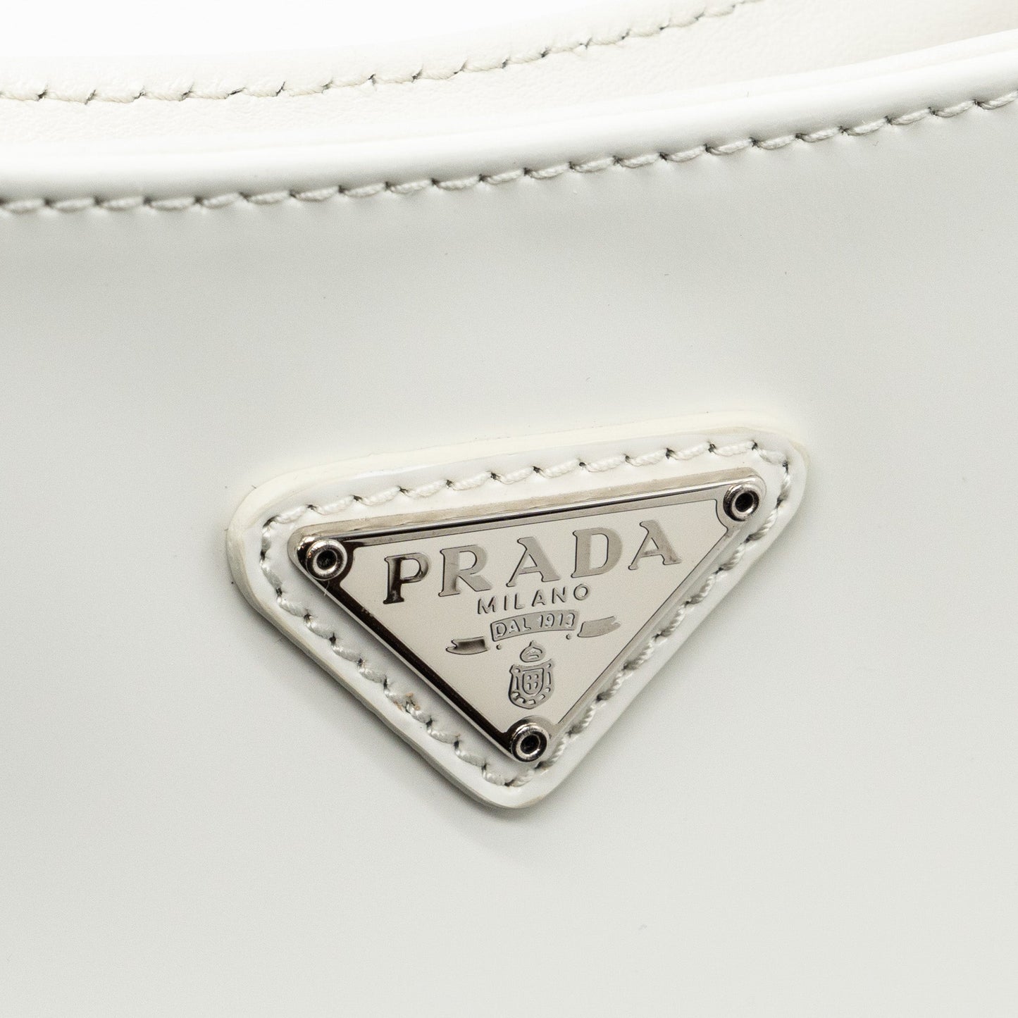 Prada Cleo Shoulder Bag Brushed Leather White SHW