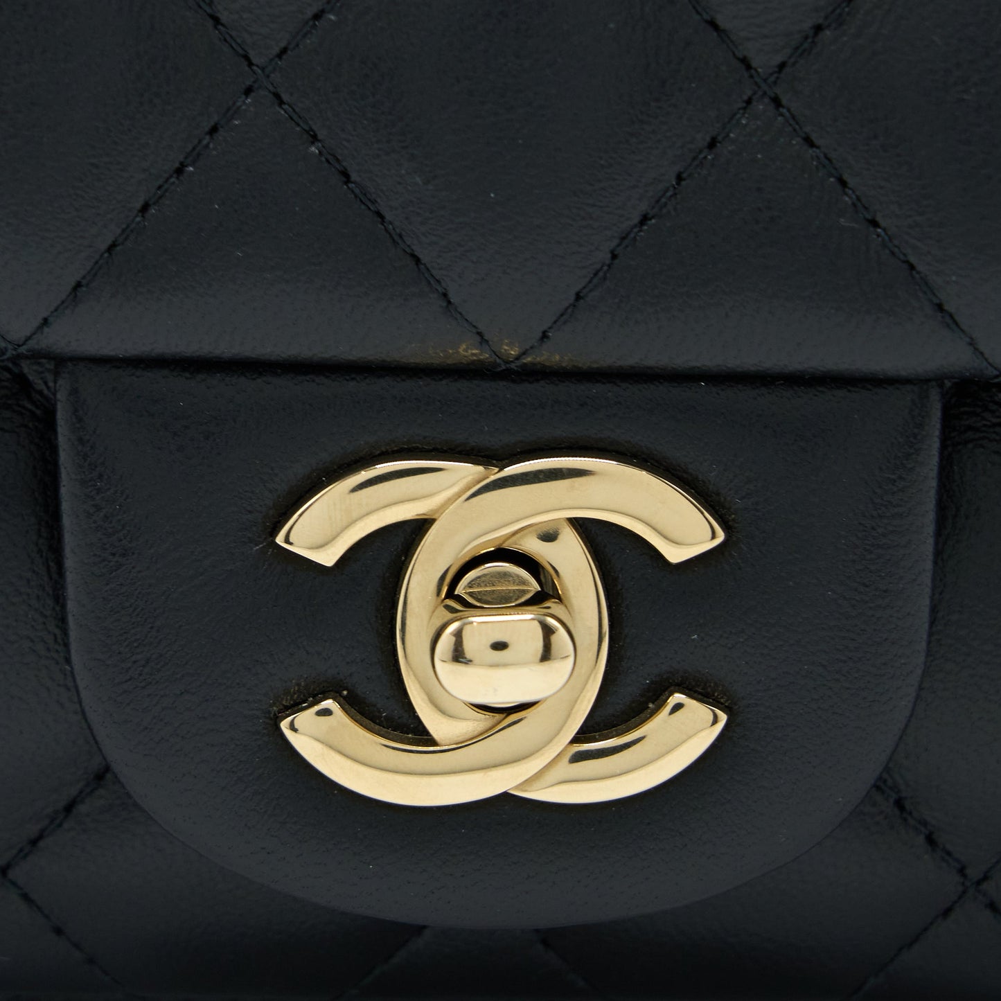 Chanel Classic Mini Square Flap Bag Lambskin Black LGHW (Microchip)