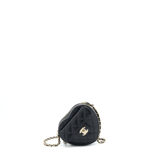 Chanel 22S Small Heart Bag Lambskin Black LGHW