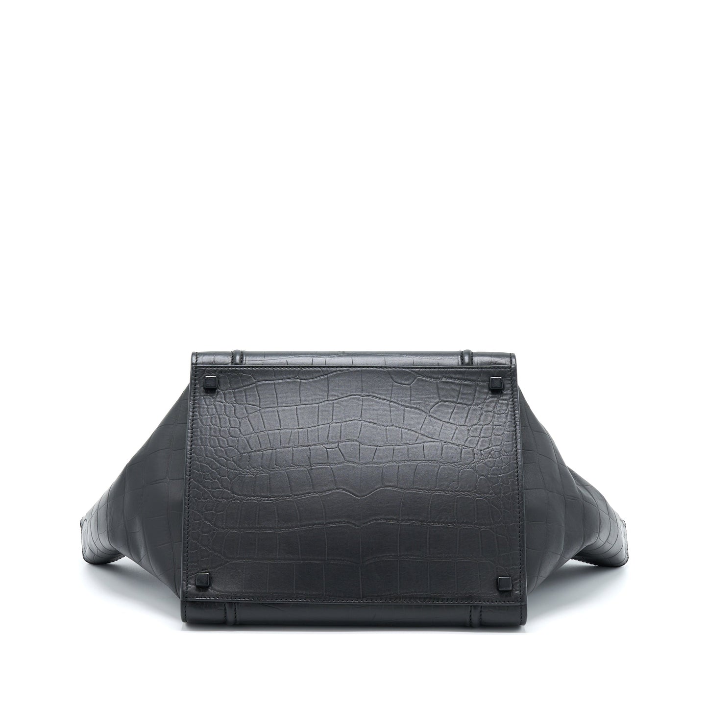 Celine Large Phantom Luggage Bag Croc-Embossed Calfskin Black