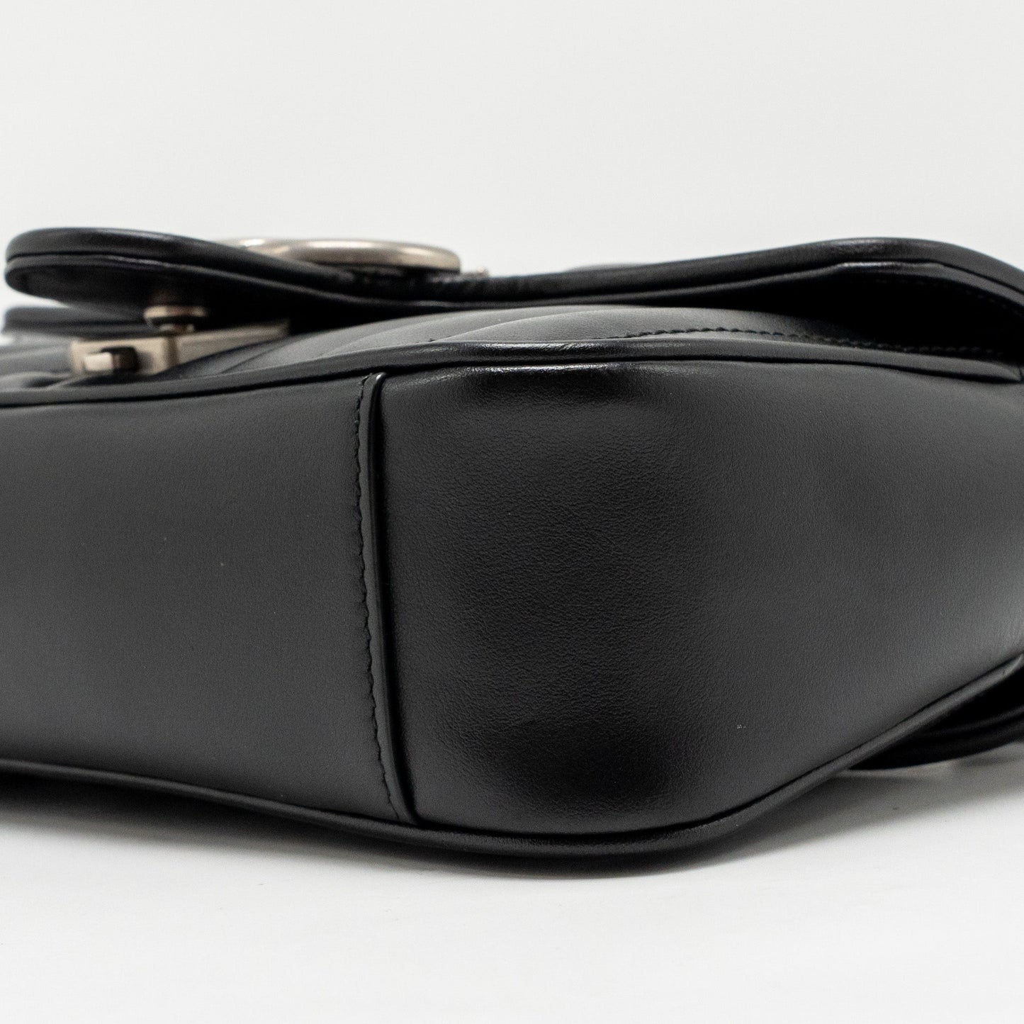 Gucci Small GG Marmont Shoulder Bag Calfskin Black SHW