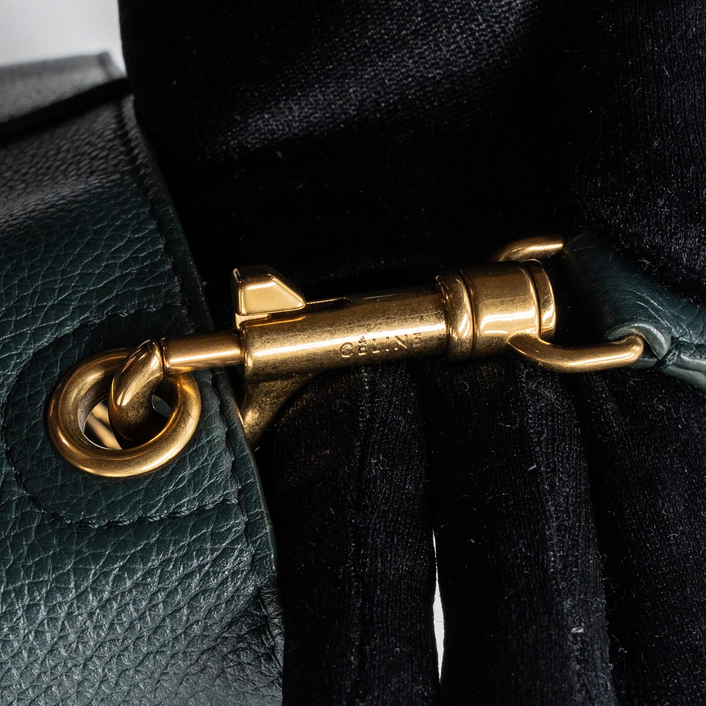 Celine Sangle bucket bag calfskin dark green GHW