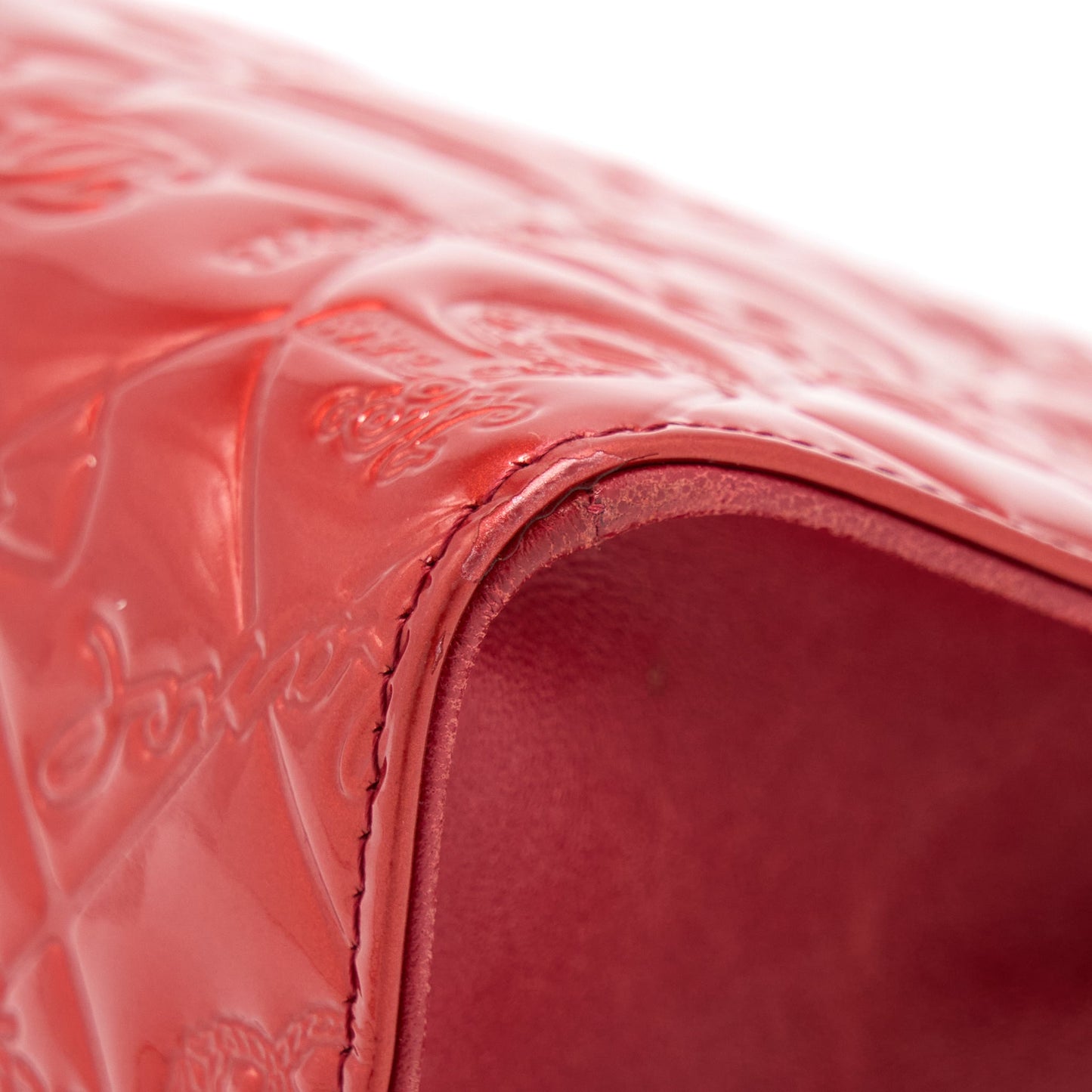 Chanel Vintage Leather Charm Printed Chain Shoulder Bag Red SHW