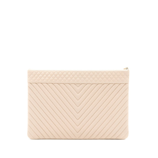 Chanel Clutch Chevron Caviar Beige GHW