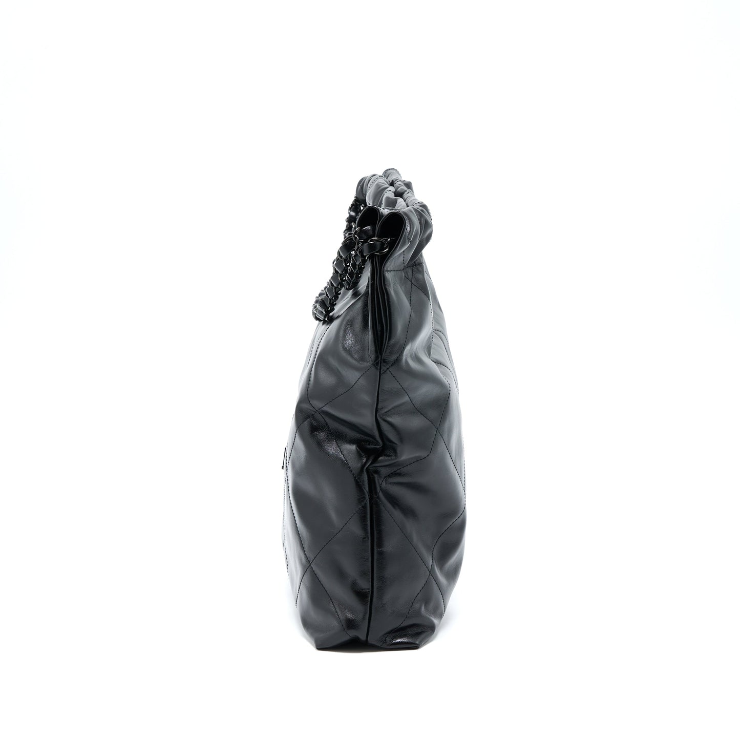 Chanel Medium 22 Bag Shiny Calfskin So Black with Black Hardware (Microchip)