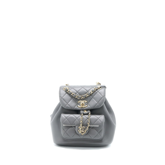 Chanel 22A Mimi Duma Backpack Lambskin Dark Grey LGHW (Microchip)