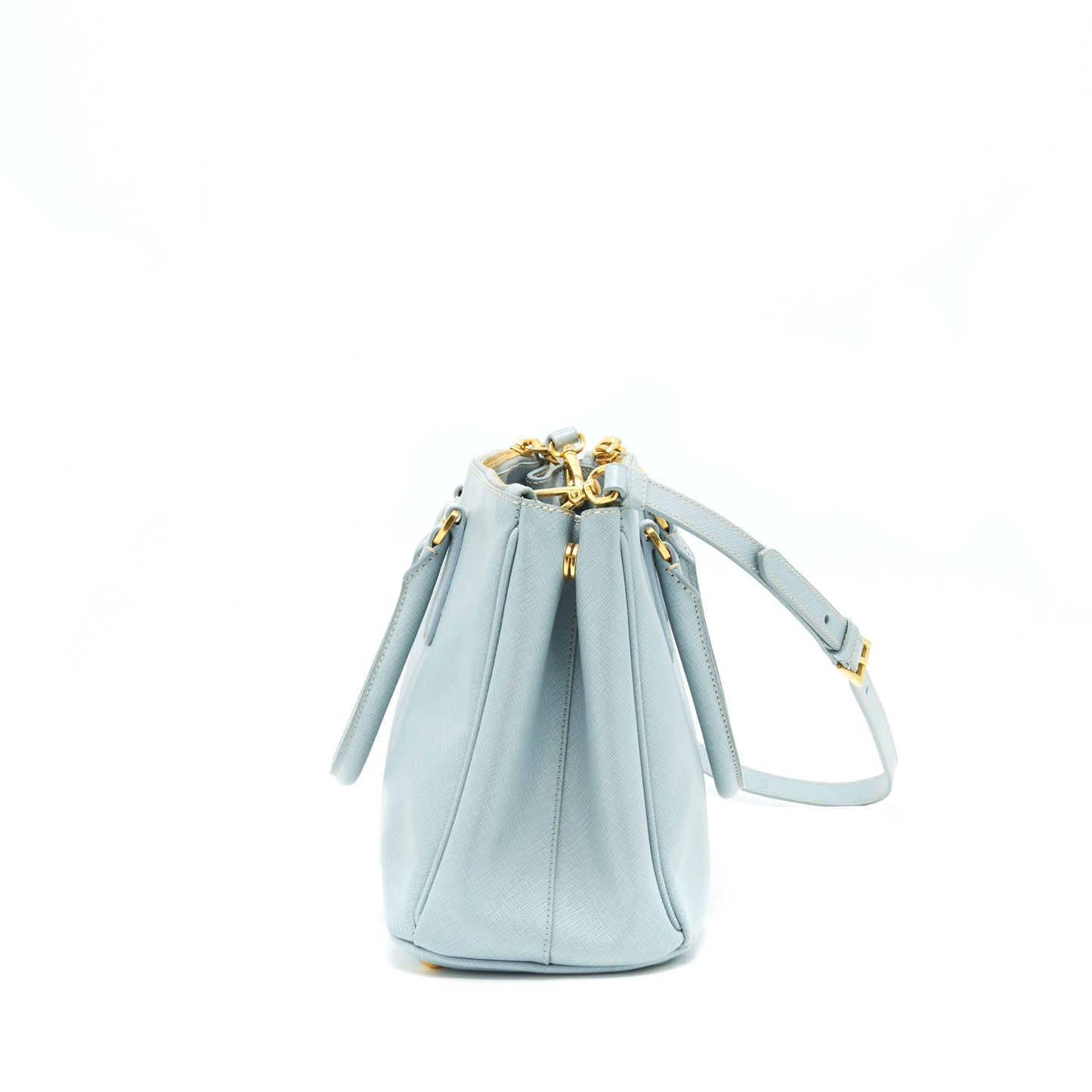 Prada Small Saffiano Leather Tote Bag Light Blue GHW