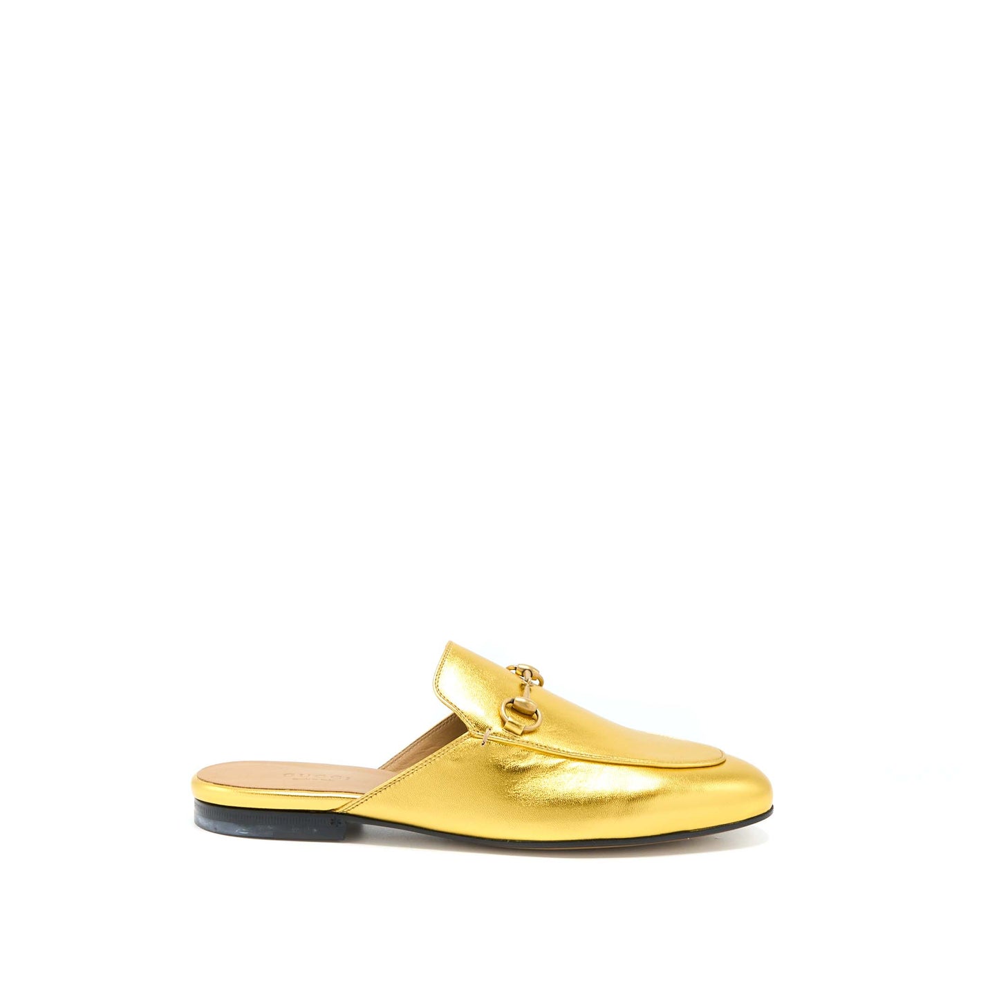 Gucci Size 38 Princetown Slipper Gold With GHW