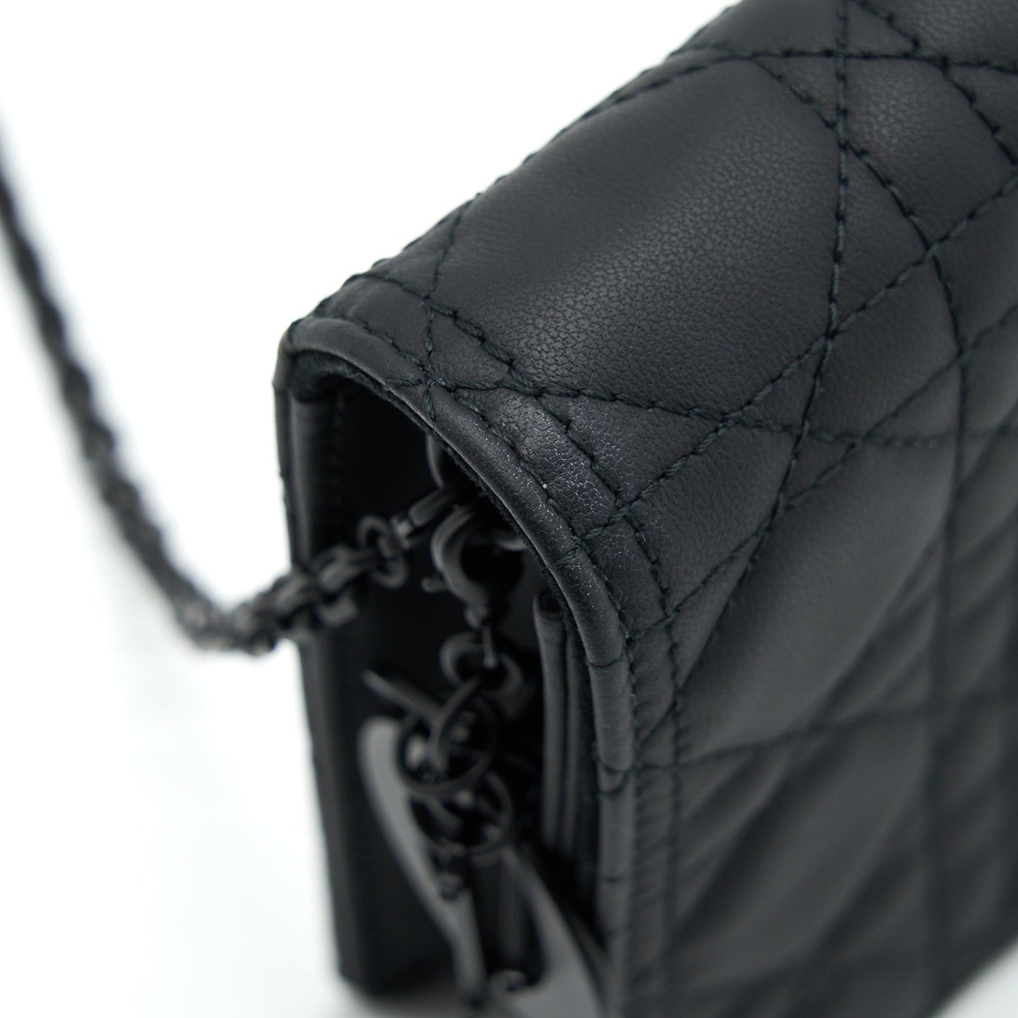 Dior Lady Dior Pouch Ultramatte Cannage Calfskin Black Hardware