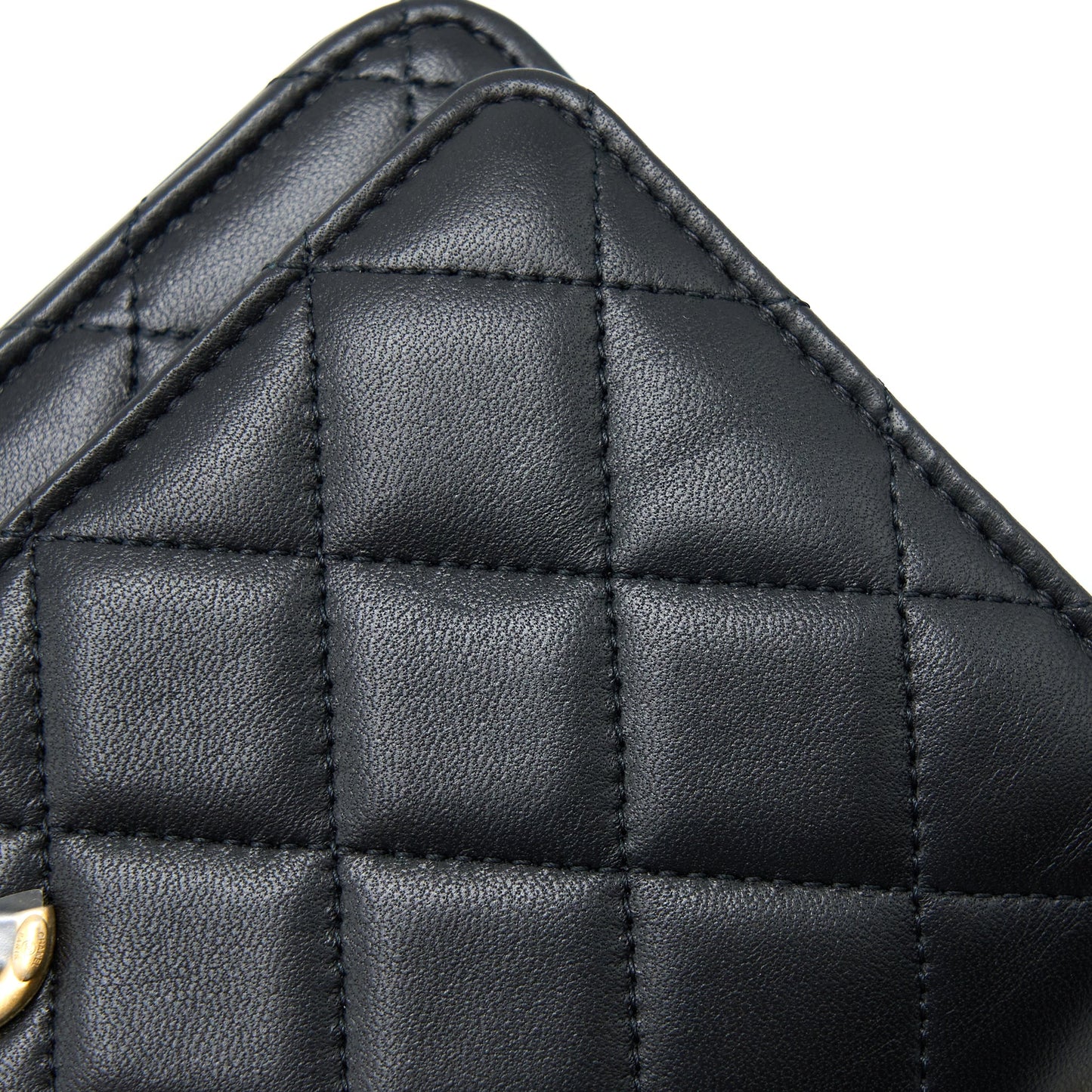 Chanel Top Handle Wallet On Chain Lambskin Black Brushed GHW (Microchip)