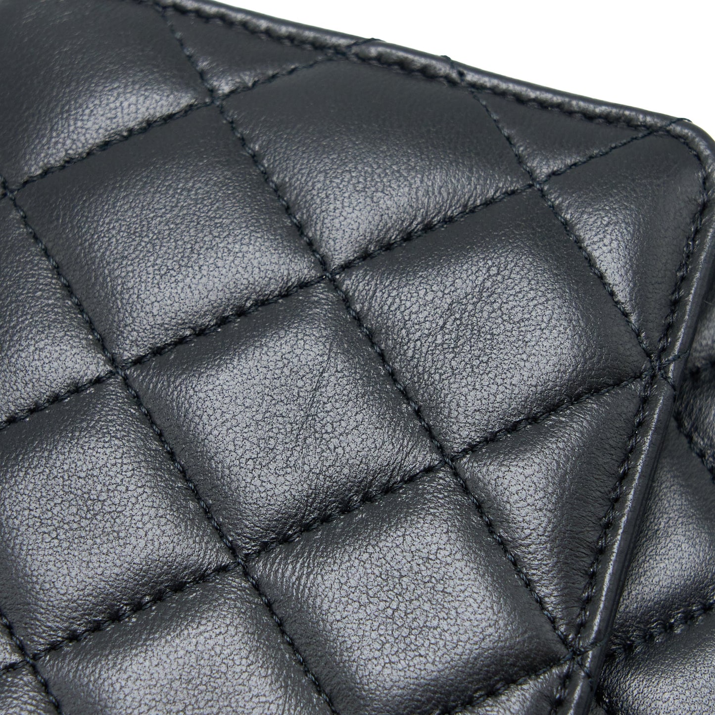 Chanel Detailed Top Handle Wallet on Chain Lambskin Black GHW (Microchip)
