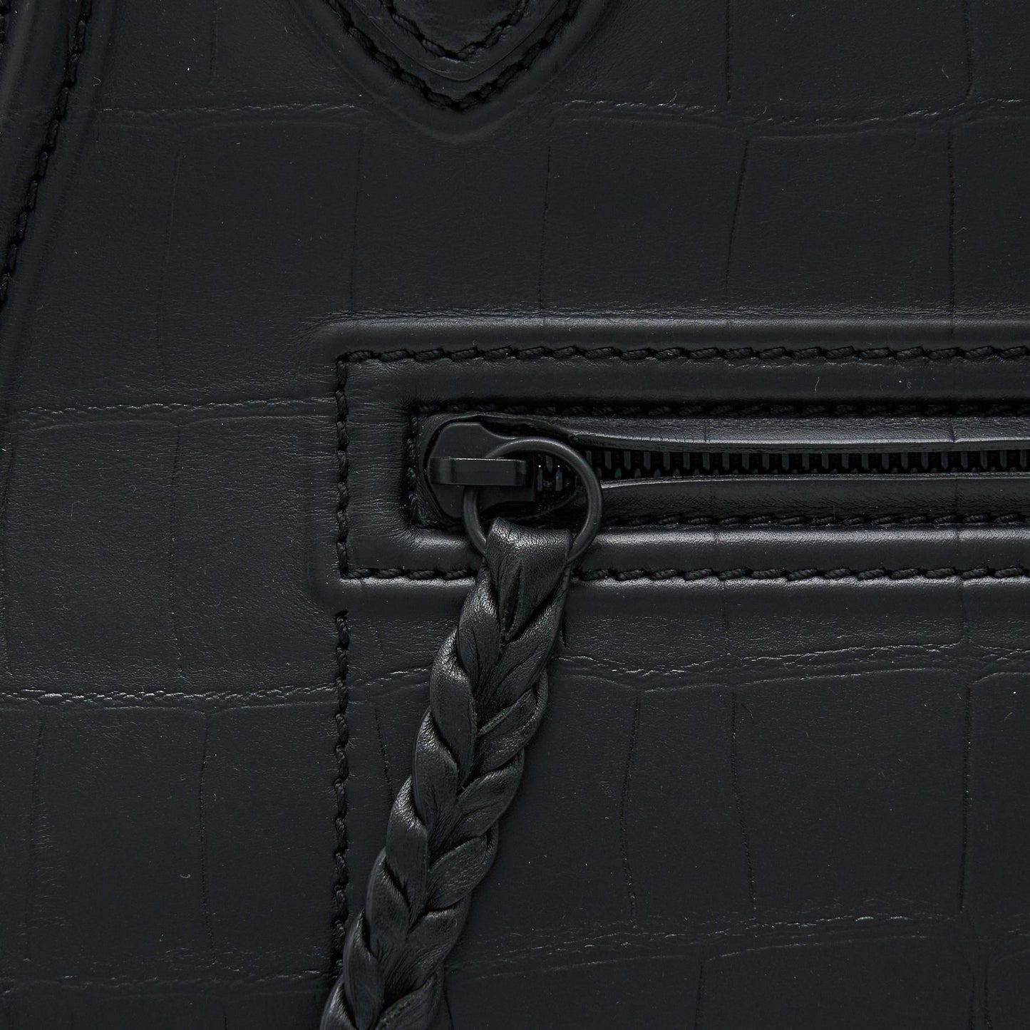 Celine Large Phantom Luggage Bag Croc-Embossed Calfskin Black