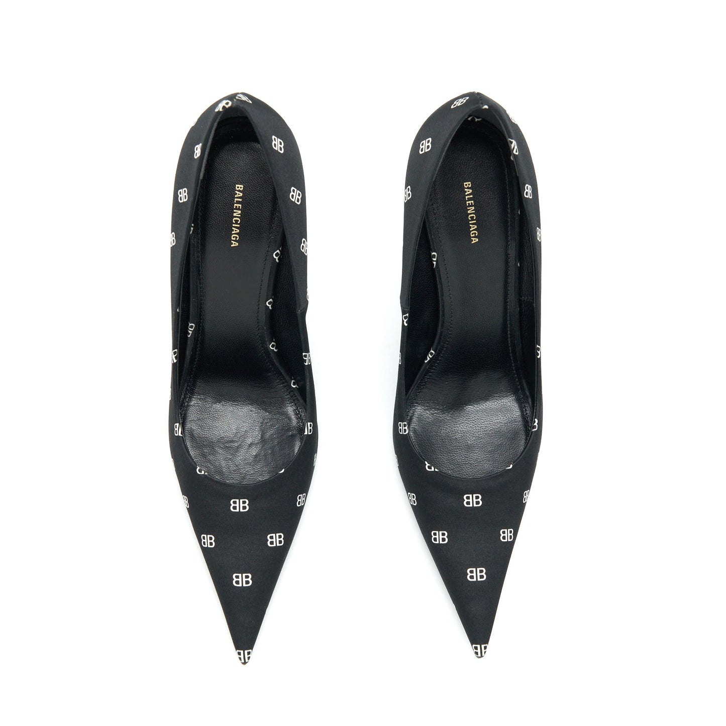Balenciaga Size 36 Satin BB Knife Heels Black